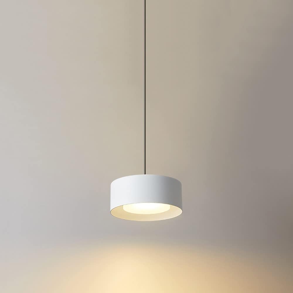LYMSXAZOU Minimalist LED Pendant Lamp Drum Metal Ceiling Hanging Light, 6W Kitchen Island Lighting Fixture Modern Suspended Lamps Chandelier