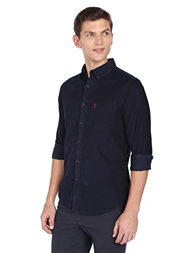 Image of U.S. Polo ASSN. Men Cotton Solid Tailored Fit Shirt