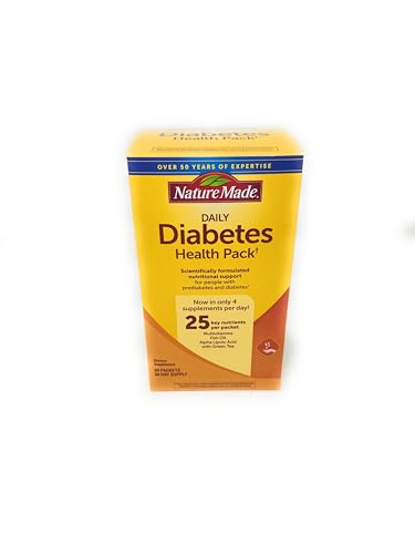Nature Made Daily Diabetes Health Pack Dietary Supplement for Nutritional Support 60 Packets Now in only 4 Supplements per Day 25 Key nutrients per Packet