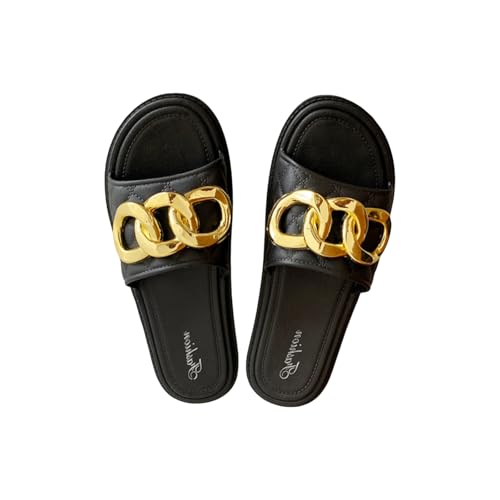 Chunky Chain Slide Slippers for Women Non-Slip Open Toe Indoor Outdoor Sandals for Home Casual Street Lounge Wear2