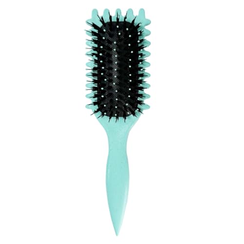 HiCWX Bounce Curl Brush,Curl Defining Brush,Bounce Curl Define Styling Brush,Cepillo de pelo de cerdas de jabalí Cepillo de peinado para desenredar, dar forma y definir rizos para mujeres (gpeen)