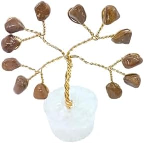 Árvore de Pedras Jaspe Amarela Base Cristal 7cm Concentração