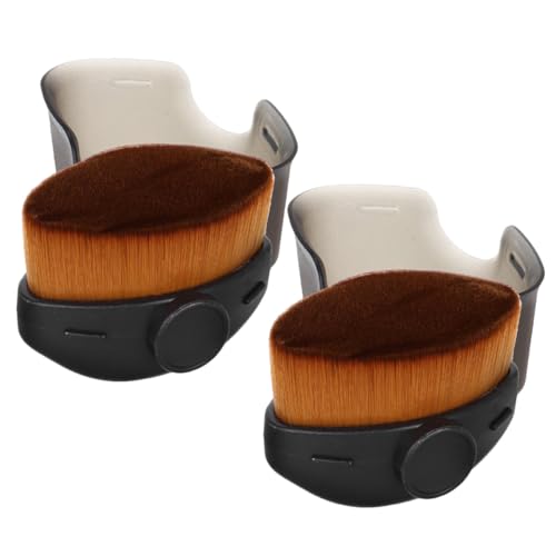 WRITWAA Brocha de Maquillaje Base Líquida 2 Piezas con Funda Portátil, Cerdas Suaves Ovalada para Base y Corrector, Cepillo Compacto Negro para Aplicación Precisa y Uso Versátil en