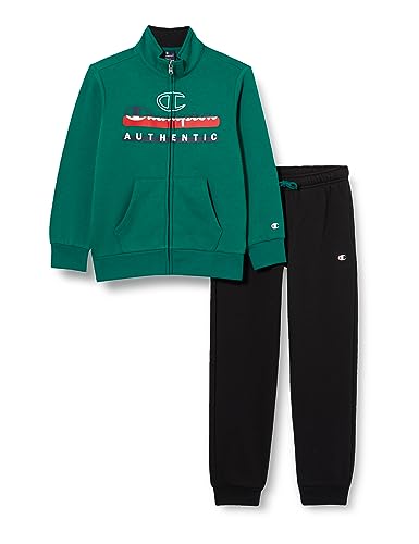 Champion Legacy Sweatsuits B-Graphic Shop Powerblend Fleece Full-Zip Chándal Deportivo, Verde (Oscuro)/Negro, 11-12 años para Niños