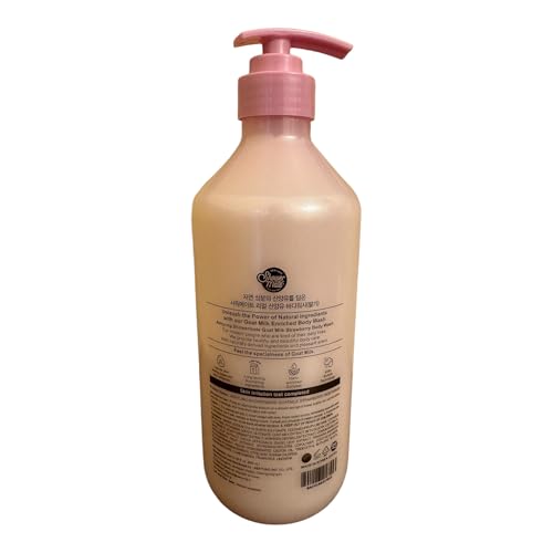Premium Goat Milk Strawberry Body Wash for Smooth Skin, Moisturizing PH Balancing Cleanser with Herb Pure Complex, 27 Fl