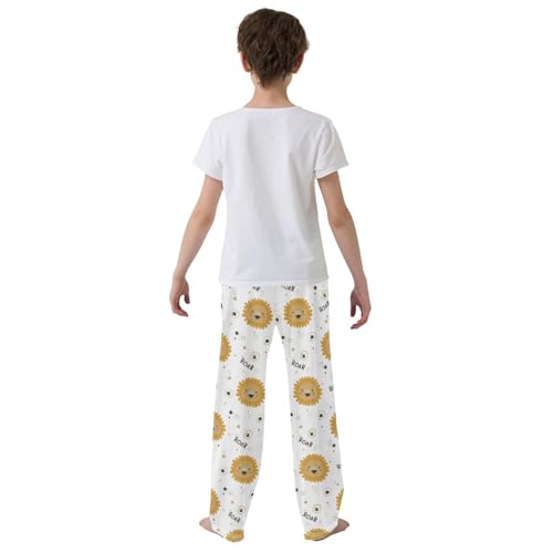 Funny Lion Roar Boys Long Pants Soft Trousers Elastic Waist Kids Lounge Bottoms with Pockets S-XL3