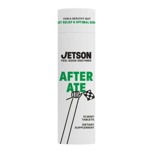 Jetson After Ate Digestive Enzyme Chewable Mints - For Fast Digestive Relief After Meals & Nutrient Absorption - Bloating & Gas Relief - Safe & Effective Digestive Enzyme - Portable Tube (15 Count) #TOP25