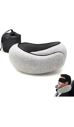 KASHOP Neck Pillows for Travel, Memory Foam, 360 Degree Comfort and Breathability, Airplane Travel Pillow (Light Gray)