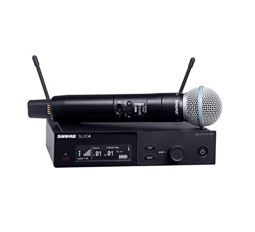 Shure SLXD24/B58 Digital Wireless Microphone System - Includes SLXD2 Handheld Transmitter with BETA 58A Vocal Mic Capsule and SLXD4 Single Channel Rack Mount Receiver | G58 Band (SLXD24/B58-G58)