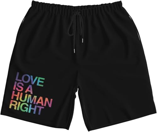 Love is Human Right LGBT Gay Pride Mens Swim Trunks Quick Dry Board Shorts 7