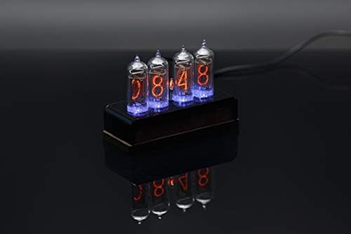 Millclock IN-14 Nixie Tube Clock Assembled Wood and Black Acrylic Enclosure and Adapter 4 Tubes