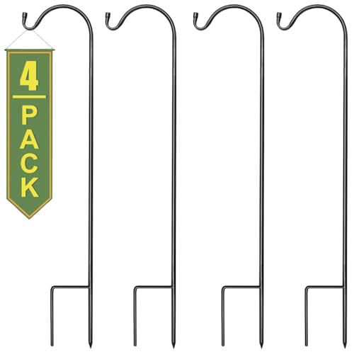 Sorbus® Shepherd's Hooks - Set of 4 Extendable Garden Planter Stakes for Bird Feeders, Outdoor Décor, Plants, Lights, Lanterns, Flower Baskets, and More! Heavy Duty - Up to 6.5 Lbs. (4 Pack)