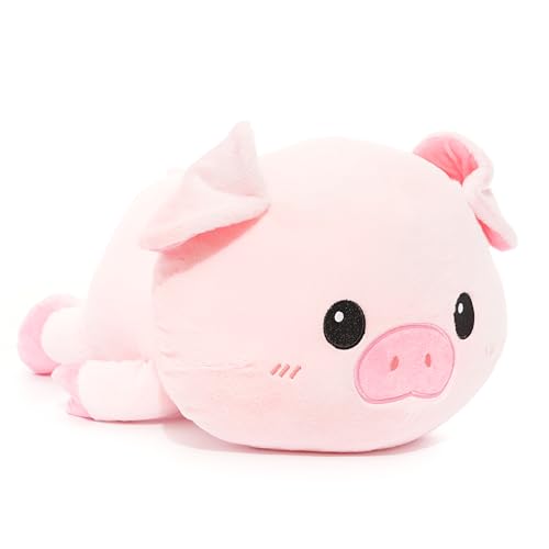 WEIGEDU Cute Pink Pig Plush Toy – Soft Stuffed Animal Pillow, 18” Long, Kawaii Piggy Doll for Kids & Adults, Sleeping Cuddle Buddy, Gift for...