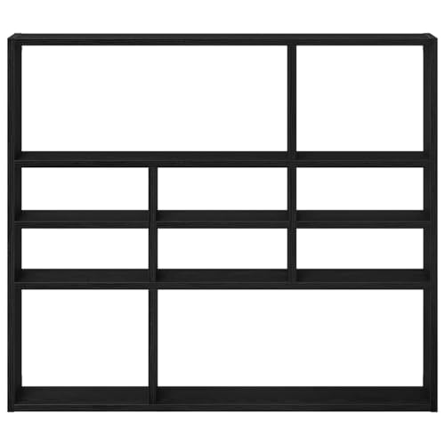 Étagère murale noire aspect chêne 90cm avec 10 compartiments - 6