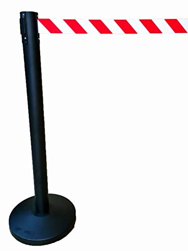 Poste señalización con cinta extensible 2 metros cabeza intercambiable ROJO Y BLANCO