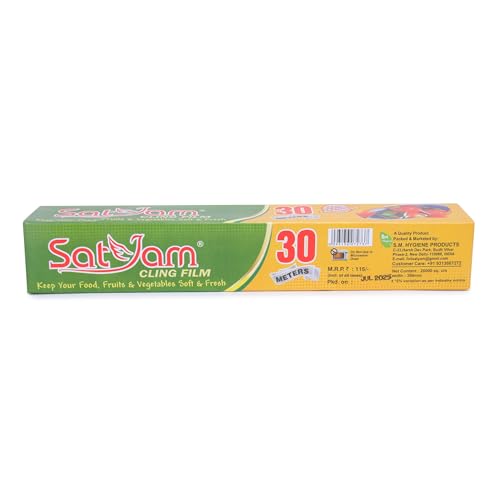 Image of Satyam Cling Film, 30 Metres x 30 cm, Multipurpose Food Wrapping Paper Food Grade Wrap, Biodegradable Food Wrapping Roll Food Storage & Wrapping for Freshness (Pack of 3)