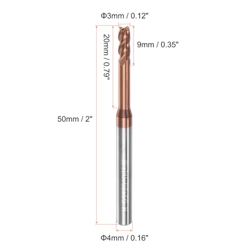 Image of HARFINGTON 2pcs Square Nose End Mill 4mm Shank 3mm x 20mm AlTiSin Coated Solid Carbide Long Reach Extended Neck 4 Flutes CNC Router Bit Milling Cutter for Stainless Steel Hardened Steel