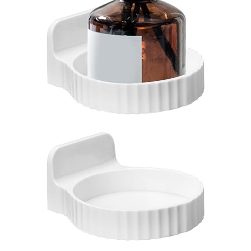 Linkidea 2 Pack Reed Diffuser Holder, Wall Mounted No Drill Aromatherapy Diffuser Standing Shelf Storage Holder for Household, Home Fragrance Reed Diffuser Rack for Bathroom/Bedroom/Study (White)