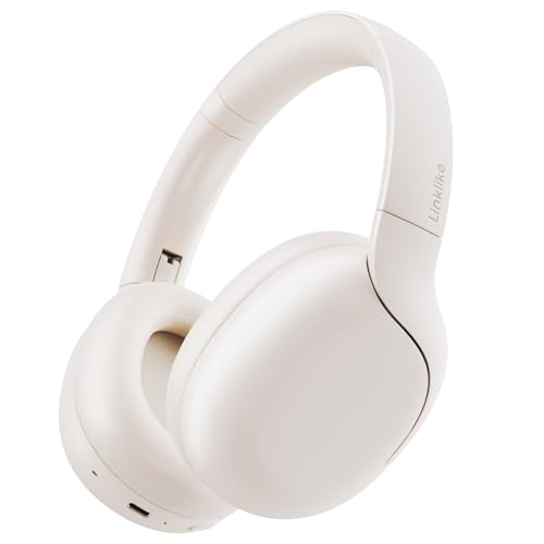 Linklike 50dB Noise Cancelling Bluetooth Headphones with Microphone, Hi-Res Audio Certified,180H...
