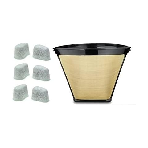 #4 Cone Shape Permanent Coffee Filter & a set of 6 Charcoal Water Filters for Krups Coffeemakers Cover