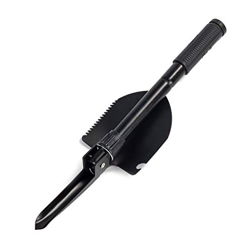 Jipemtra Gardening Folding Shovel Military Camping Shovel Survival Gear Entrenching Tool With Carrying Pouch Metal Handle For Camping Trekking Gardening Fishing Backpacking Snow (Black) #TOP3