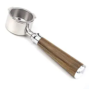 DERCLIVE Bottomless Portafilter for Coffee Machine, 51MM Stainless Steel Replacement Filter Basket Coffee Accessories,Brown