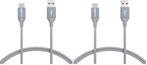 Image of Amazon Basics Nylon Braided USB-C to USB-A 2.0 Fast Charging Cable, 480Mbps Speed, USB-IF Certified, Charge and Sync, for Apple iPhone 16 /15, iPad, Samsung Galaxy, Tablets, Laptops, 3 Foot, Dark Grey