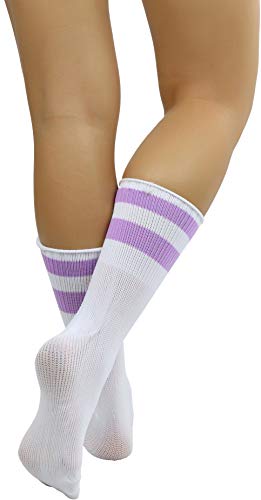 Image of ToBeInStyle Women's Acrylic Ankle Hi With Double Stripe Top Crew Fun Athletic Socks