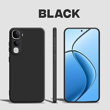 Image of Designerz hub Vivo Y400 Pro Back Cover | Soft Silicone Slim Back Case Cover for Vivo Y400 Pro- Black