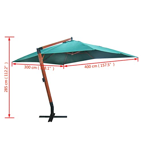 Catherinol Sombrilla flotante, Parasol Terraza, Sombrilla Terraza Exterior, Sombrilla Jardin, Parasol Jardin, Sombrilla Playa, Parasol Excentrico, rectangular verde 200 x 300 cm - imagen 3