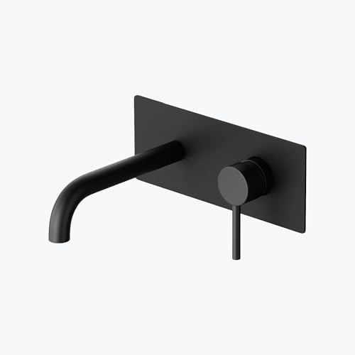 Mai & Mai Robinet Salle de Bain Encastré Mitigeur Noir Mat en Laiton Robinet pour Lavabo Vasque W112