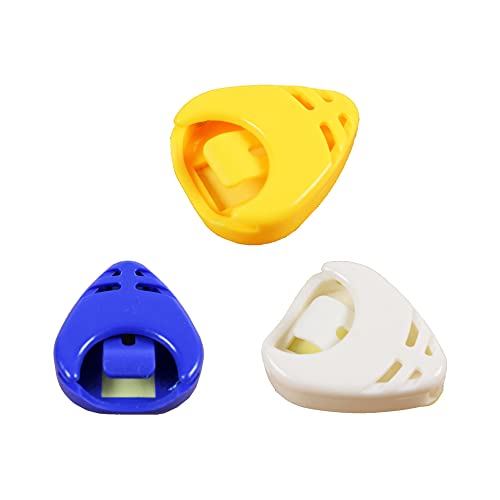 Rayzm Lot de 3 supports en plastique pour médiators de guitare, blanc, jaune et bleu - Les Beatles, Paul McCartney, John Lennon, RIngo Starr, George Harrison Rayzm Lot de 3 supports en plastique pour médiators de guitare, blanc, jaune et bleu