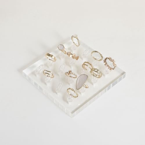 Reviews de Venta de Anillos del mes. 49 GemeShou Bandeja almacén de anillos acrílico con 12 clips, exhibidor para venta, porta anillos claro【Bandeja acrílico con 16 clips】