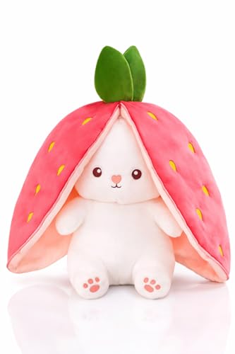 Image of Fun4you Strawberry Soft Toy Plush Cute Fruit Plush Stuffed Toy for Kids & Babies, Super Soft Huggable Doll, Adorable Gift Toy for Girls & Boys Pink 35 cm