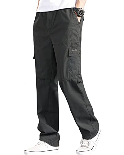 [JHIJSC] カーゴパンツ メンズ ロングパンツ 秋 無地 ズボン ゆったり ミリタリー おしゃれ 大きいサイズ (2XL, グリーン)
