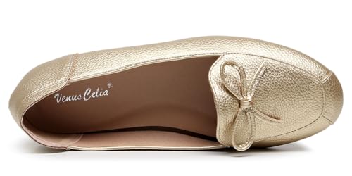 VenusCelia Women's Bowknot Wide Flat Shoe4