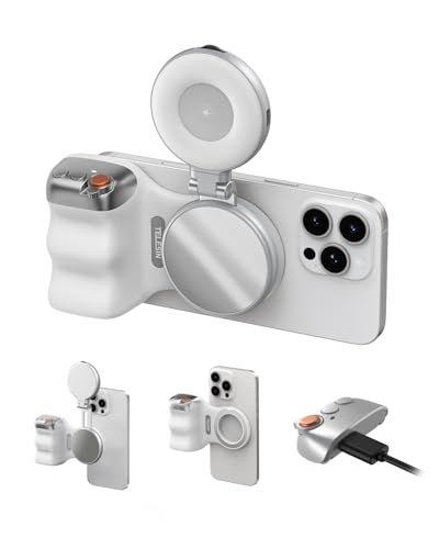 TELESIN Fun Shot Magnetic Phone Camera Grip + C03 Magnetic Selfie Light (Silver) Bundle Kit...