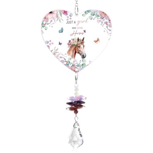 Horse Gifts For Girls Women Crystal Suncatcher Horse Stuff Equestrian Gifts Just a Girl Who Loves Horses Ornaments For Horse Lover Christmas Birthday Party Graduation