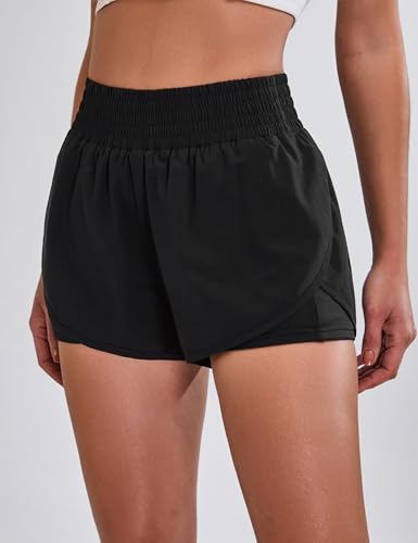 BMJL Womens Running Shorts High Waisted Side Pocket Athletic Shorts High Side Slit 2 in 1 Gym Shorts2