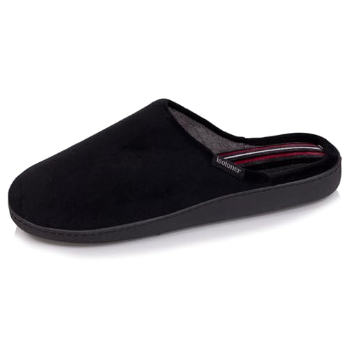 Isotoner Chaussons pantoufles Mules homme ultra confortables à mémoire de forme, intemporelles et élégantes, 43 EU, noir