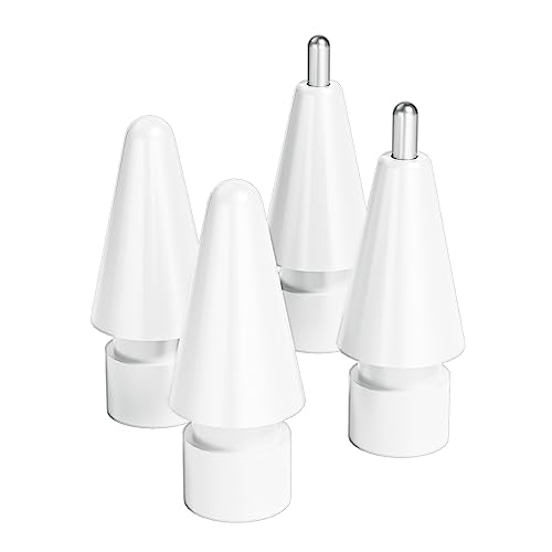 Qreninv Metal Replacement Tips for Apple Pencil 1st/2nd Gen - Precise Control, Pen Like Longer Tips, Compatible with iPad Pencil - 4 Pack