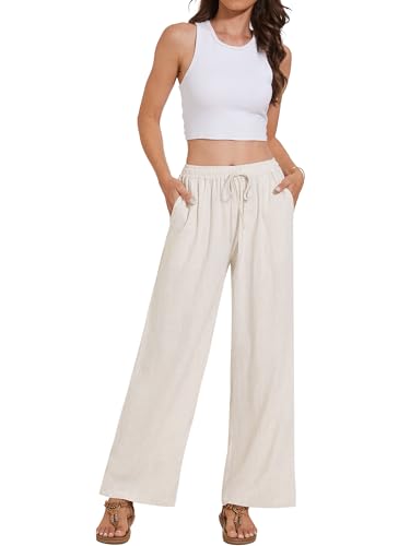 Breezy Lane Linen Pants for Women Summer High Waist Palazzo Pants Boho Beach Trousers with Pockets3