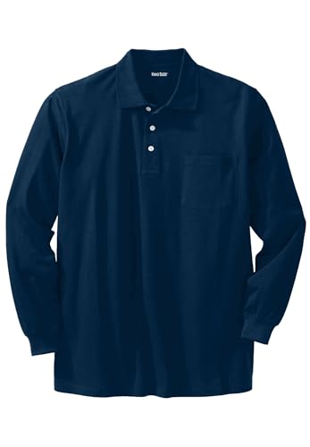Camiseta Polo KingSize para Hombre, manga larga, talla 9X-Large Big, color Navy