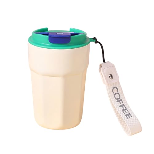 Botella Agua Taza de café de viaje con vaso mezclador con sellado de 360° para mezclas de proteínas, taza de café helado de acero inoxidable con aislamiento forrado para mujeres, hombres y (White, A)
