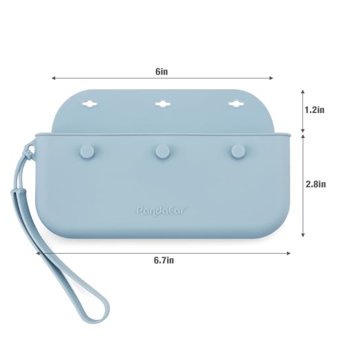 Image of PandaEar 4 Pack Pacifier Holder Case Set, 2 Pack Silicone Portable Travel Pacifier Pouch & 2 Pack Silicone Baby Cutlery Holder Bags, BPA Free, Universal Accessories Holders (Light Blue,Grey)