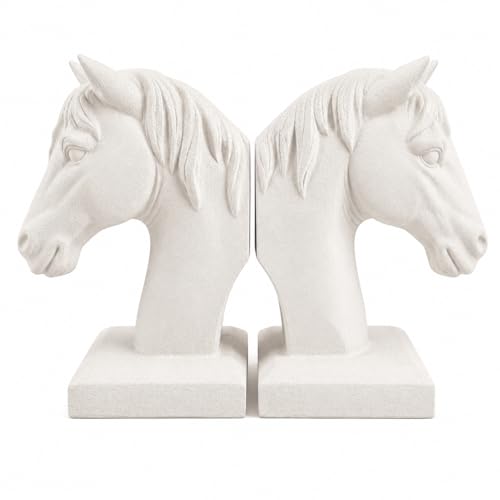Comfy Hour 7 Inch Horse Head Bookends, Equestrian Decor, Set of 2