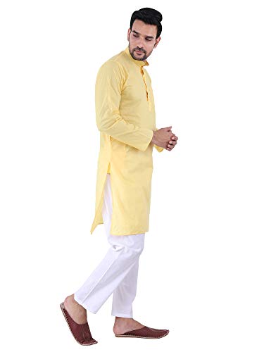 Image of Sadree Men's Cotton Blend Light Weight|Knee Length|Mandrin Collor|Relax comfert|Classic Style Kurta Pyjama Set