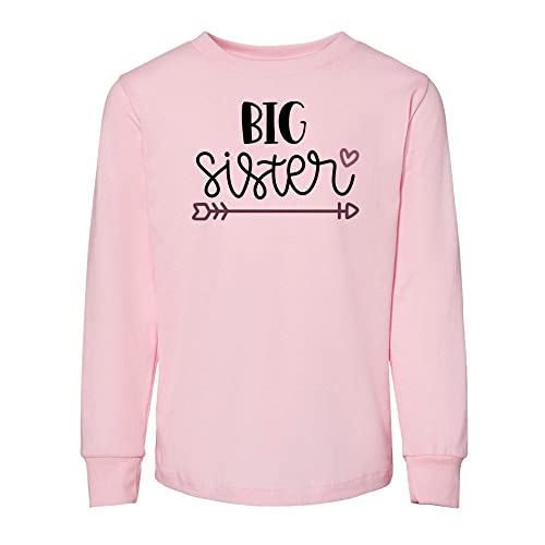 Heart Big Sister Toddler Kids Long Sleeve T-Shirt 2T Light Pink