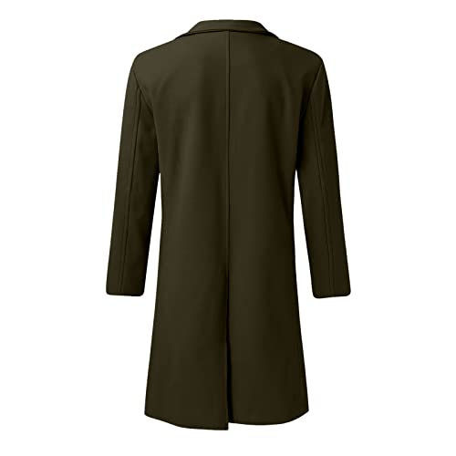 Mens Wool Blend Pea Coat Notched Collar Single Breasted Solid Overcoat Thermal Winter Stylish Trench Coat3