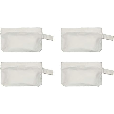 Organic Cotton Mart Cotton Pouch Bag with Zipper | Made of 100% Certified Organic Cotton | Great for Storing Makeup, Stationery, Cellphone Or Laptop Accessories | Set of 4 Bags of 12 Oz Each (White) Cover